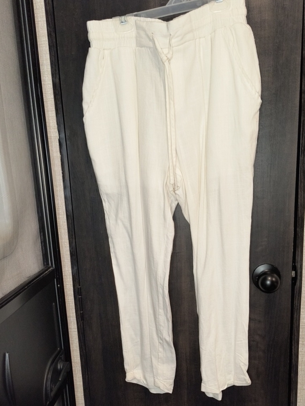 Como Vintage Cream Drawstring Relaxed Slacks Pants, Small